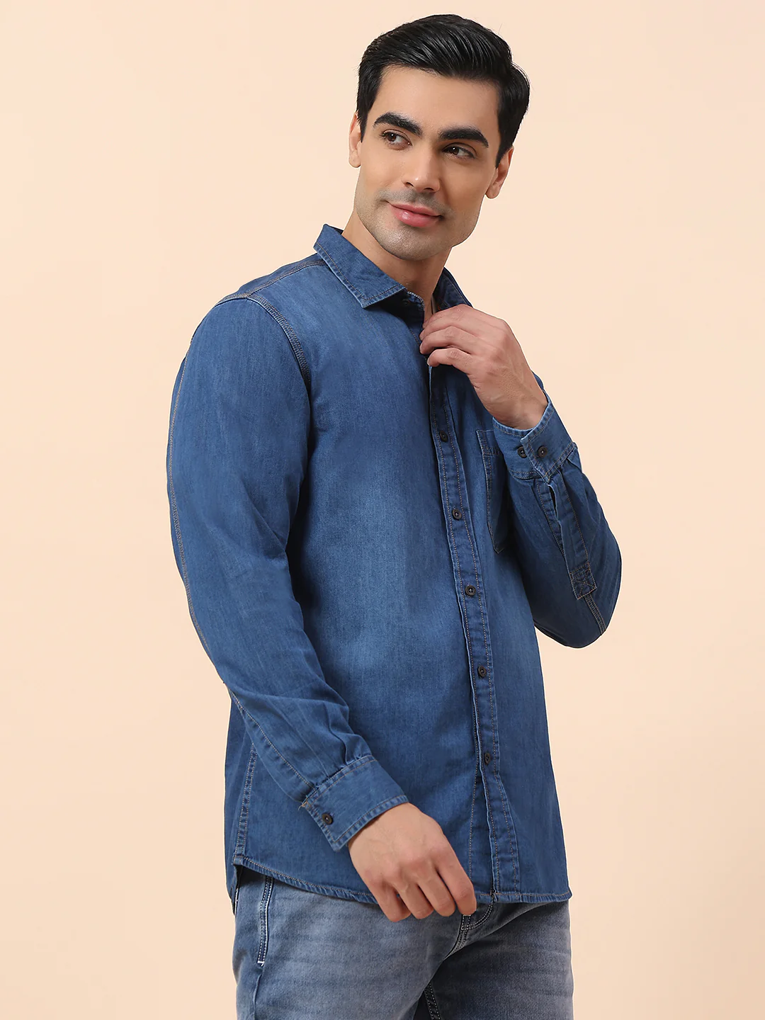 Casual Shirt for Men | Breathable & Soft with Color Fastness Slim Fit Spread Collar Cotton Fabric Solid Pattern - Image 5