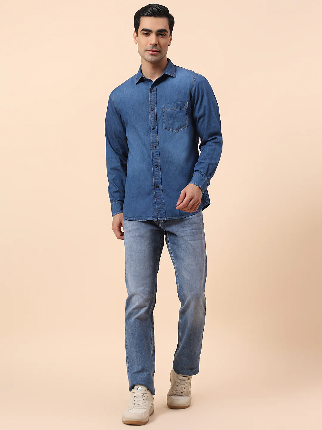 Casual Shirt for Men | Breathable & Soft with Color Fastness Slim Fit Spread Collar Cotton Fabric Solid Pattern - Image 8
