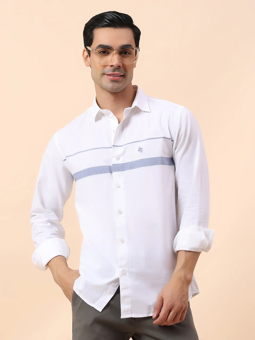 Casual Shirt for Men | Breathable & Soft with Color Fastness Slim Fit Spread Collar Cotton Fabric Striped Pattern - Image 2