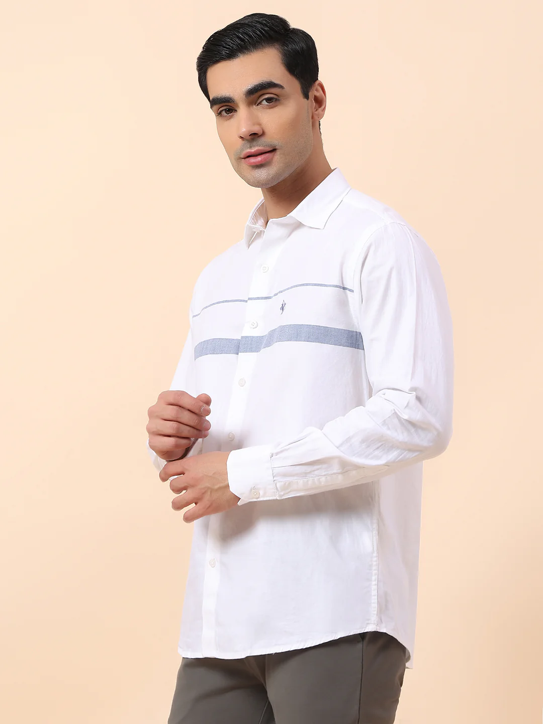 Casual Shirt for Men | Breathable & Soft with Color Fastness Slim Fit Spread Collar Cotton Fabric Striped Pattern - Image 4