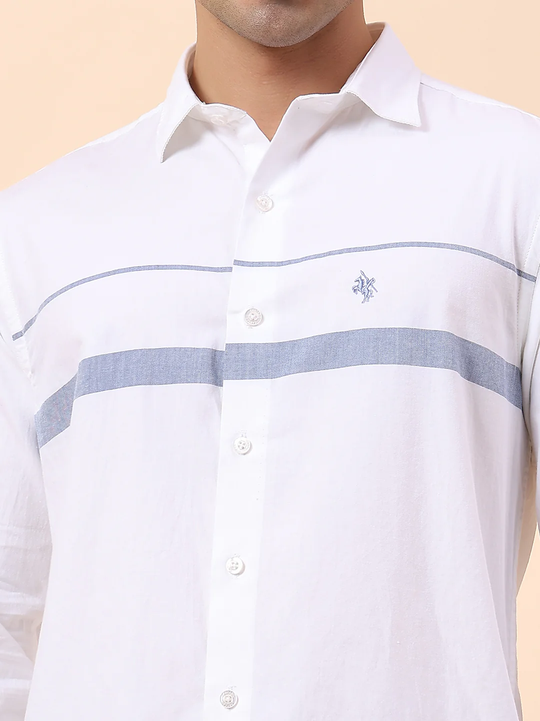 Casual Shirt for Men | Breathable & Soft with Color Fastness Slim Fit Spread Collar Cotton Fabric Striped Pattern - Image 7