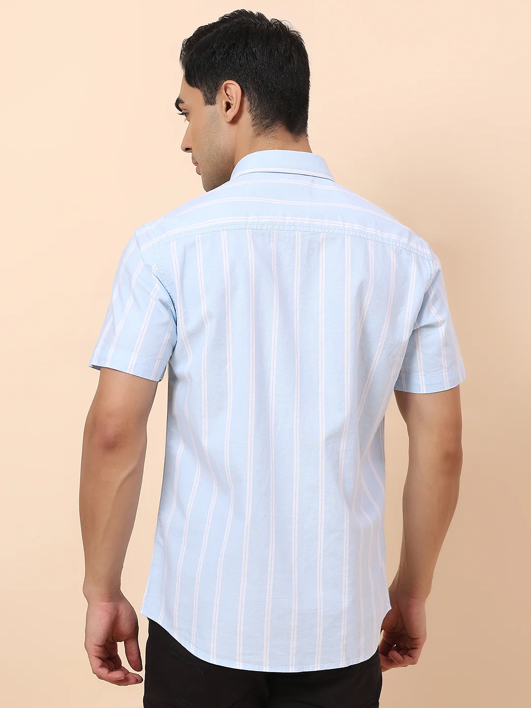Casual Shirt for Men | Breathable & Soft with Color Fastness Slim Fit Spread Collar Cotton Fabric Striped Pattern - Image 6