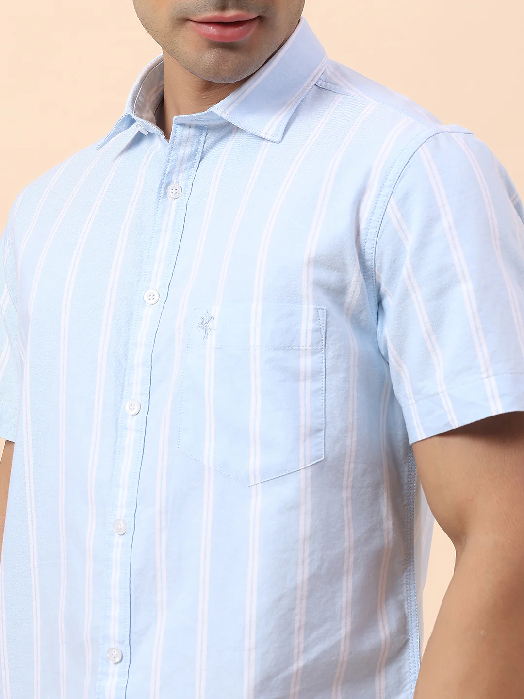 Casual Shirt for Men | Breathable & Soft with Color Fastness Slim Fit Spread Collar Cotton Fabric Striped Pattern - Image 7