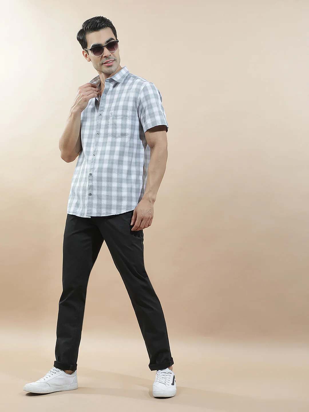 Casual Shirt for Men l Breathable & Soft with Color Fastness Regular Fit  Cotton Fabric Checkered Pattern - Image 3