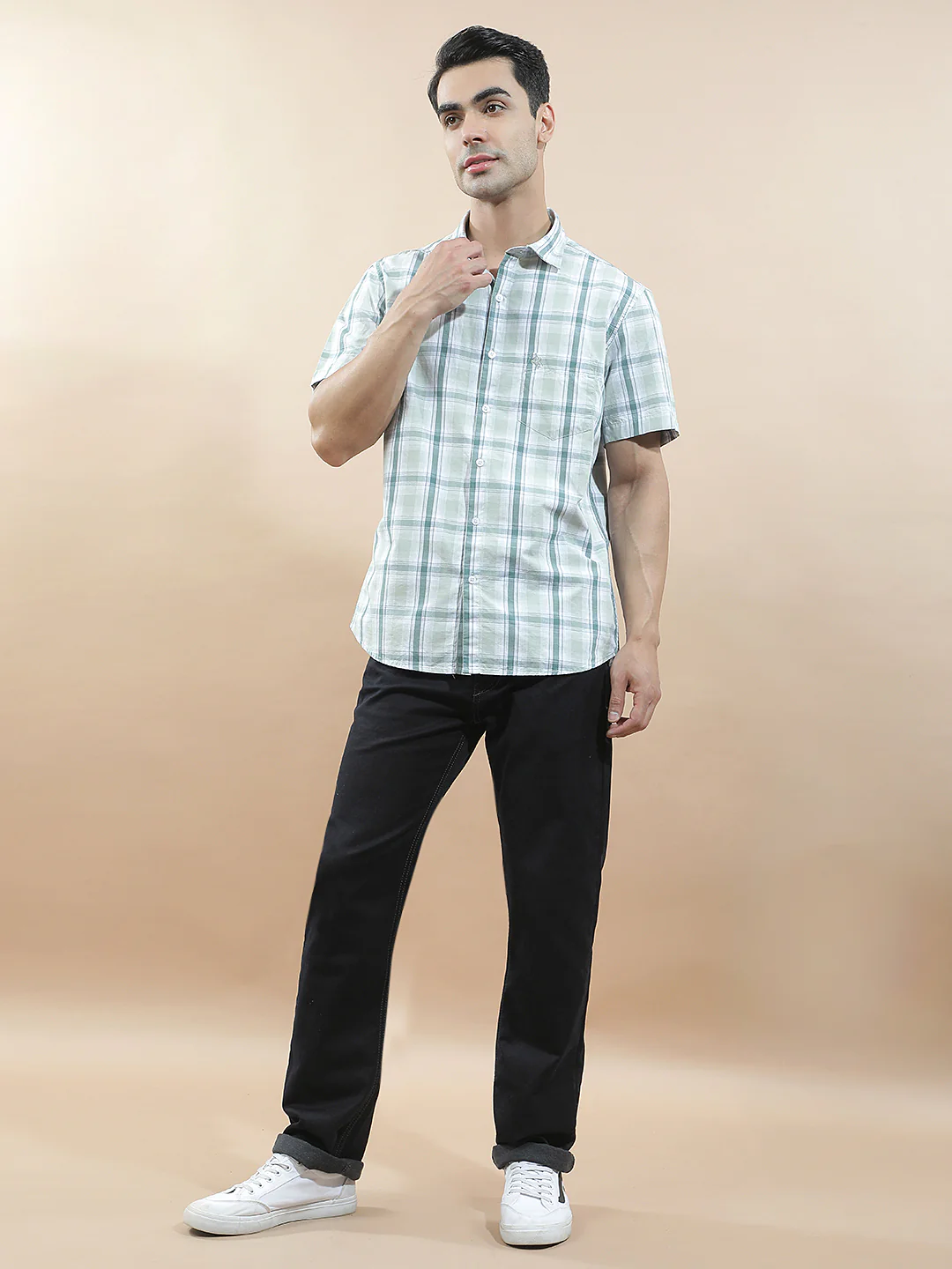 Casual Shirt for Men l Breathable & Soft with Color Fastness Slim Fit  Cotton Fabric Checkered Pattern - Image 2