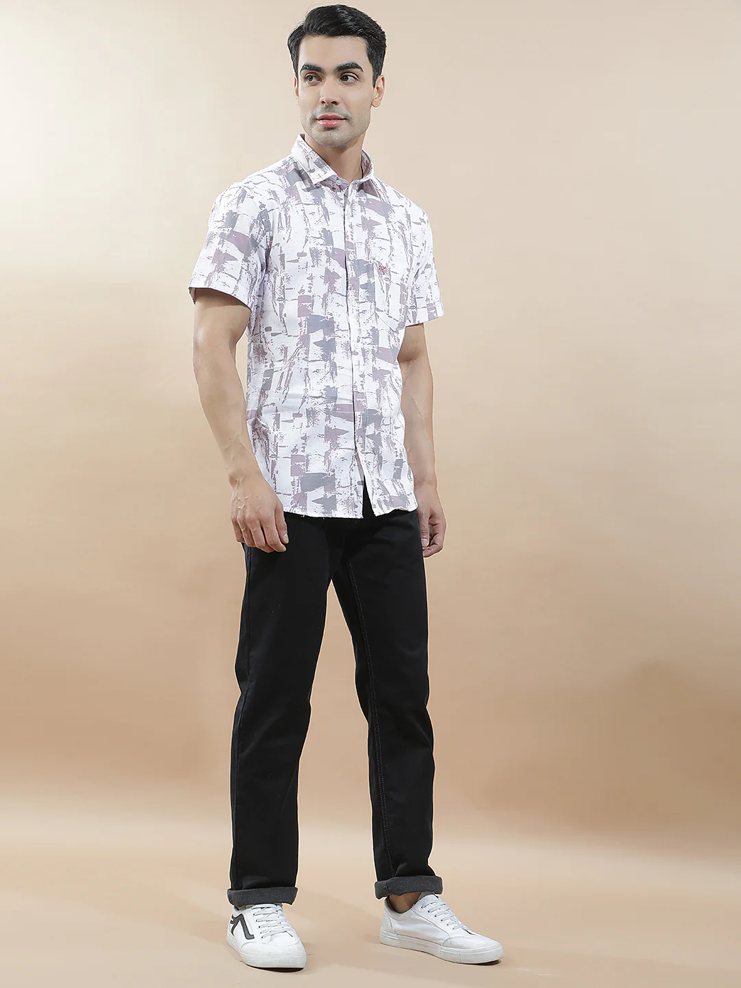 Casual Shirt for Men l Breathable & Soft with Color Fastness Slim Fit Cotton Blend Fabric Printed Pattern - Image 2