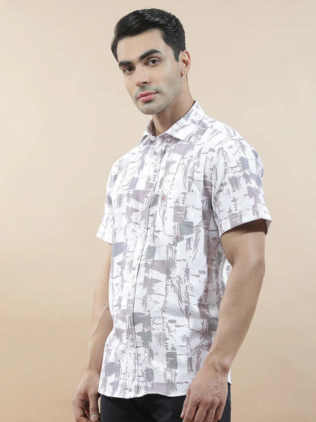 Casual Shirt for Men l Breathable & Soft with Color Fastness Slim Fit Cotton Blend Fabric Printed Pattern - Image 4