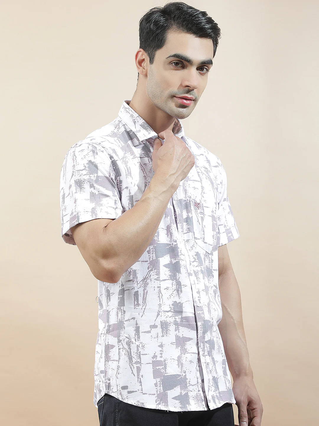 Casual Shirt for Men l Breathable & Soft with Color Fastness Slim Fit Cotton Blend Fabric Printed Pattern - Image 5