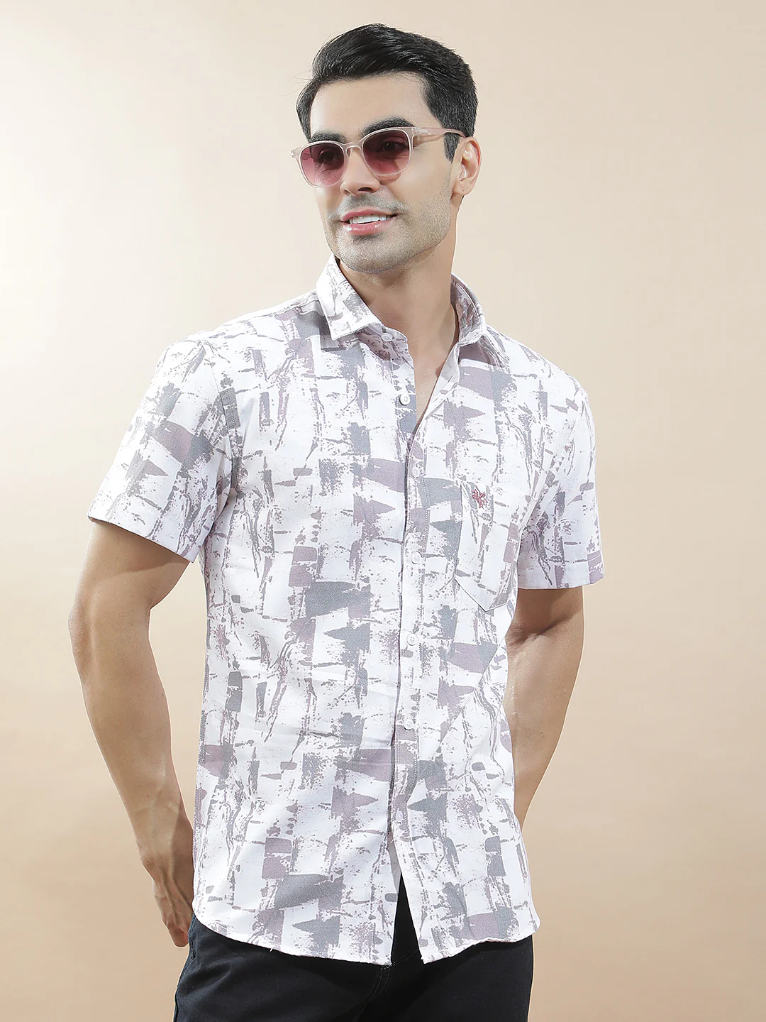 Casual Shirt for Men l Breathable & Soft with Color Fastness Slim Fit Cotton Blend Fabric Printed Pattern - Image 7