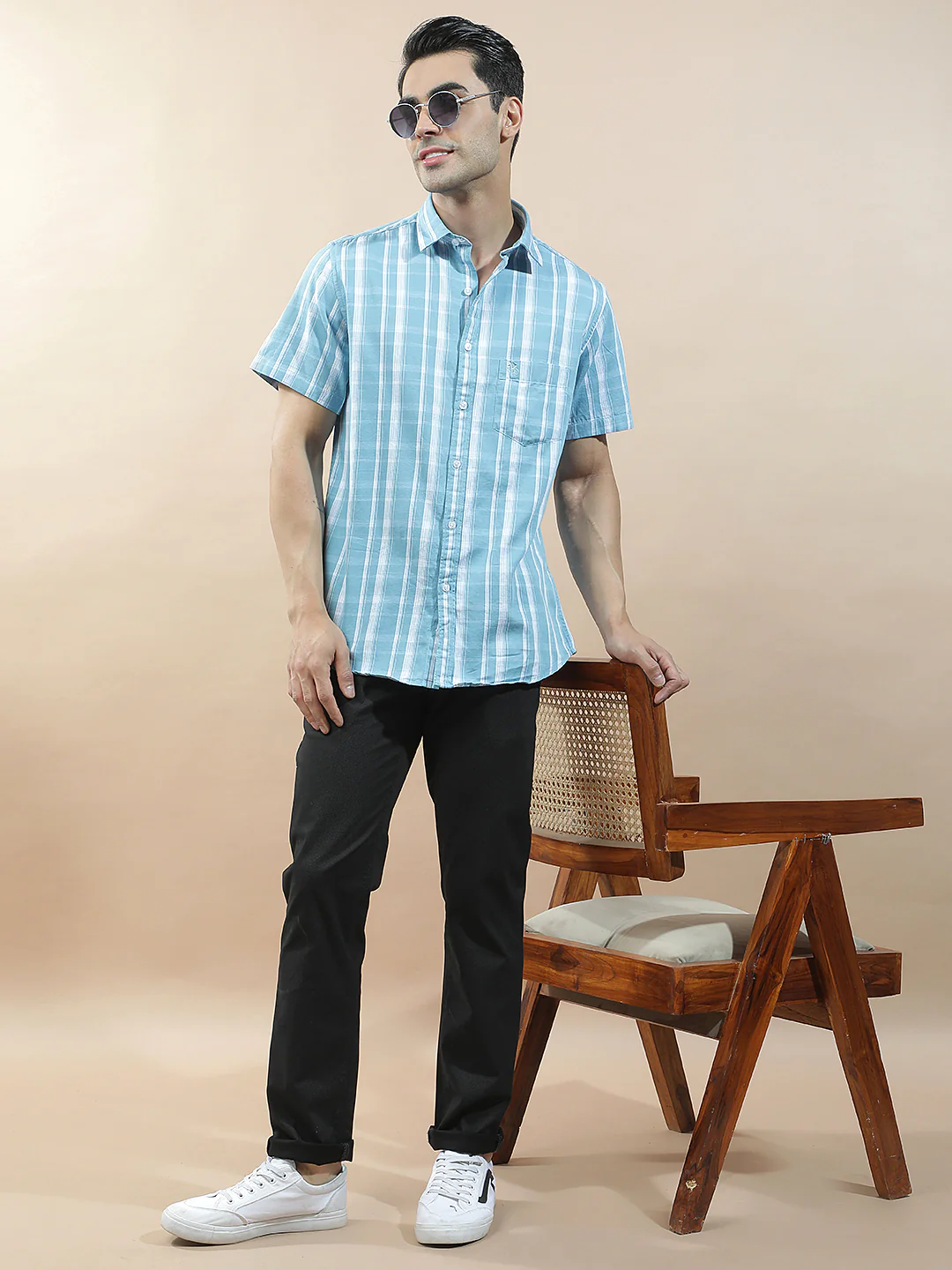 Casual Shirt for Men l Breathable & Soft with Color Fastness Slim Fit Cotton Fabric Checkered Pattern