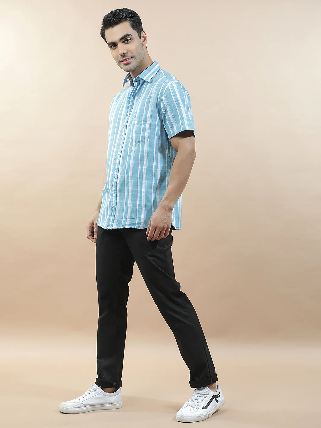 Casual Shirt for Men l Breathable & Soft with Color Fastness Slim Fit Cotton Fabric Checkered Pattern - Image 8