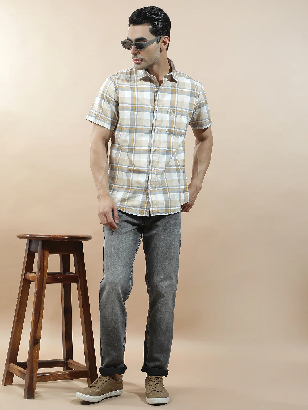 Casual Shirt for Men l Breathable & Soft with Color Fastness Slim Fit Cotton Fabric Checkered Pattern - Image 2