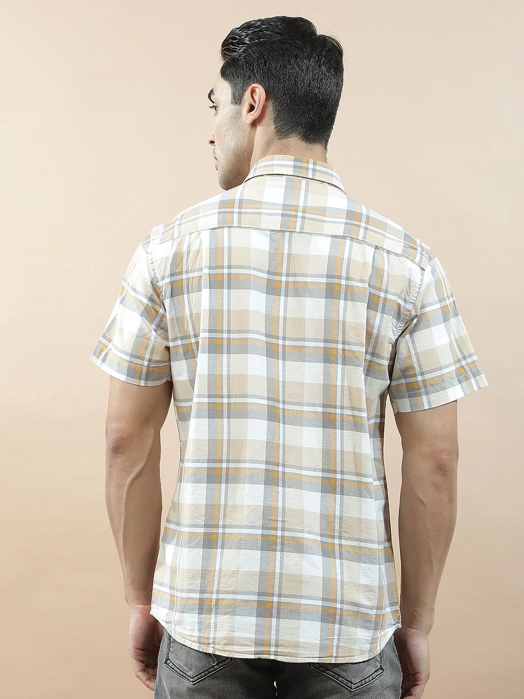 Casual Shirt for Men l Breathable & Soft with Color Fastness Slim Fit Cotton Fabric Checkered Pattern - Image 3