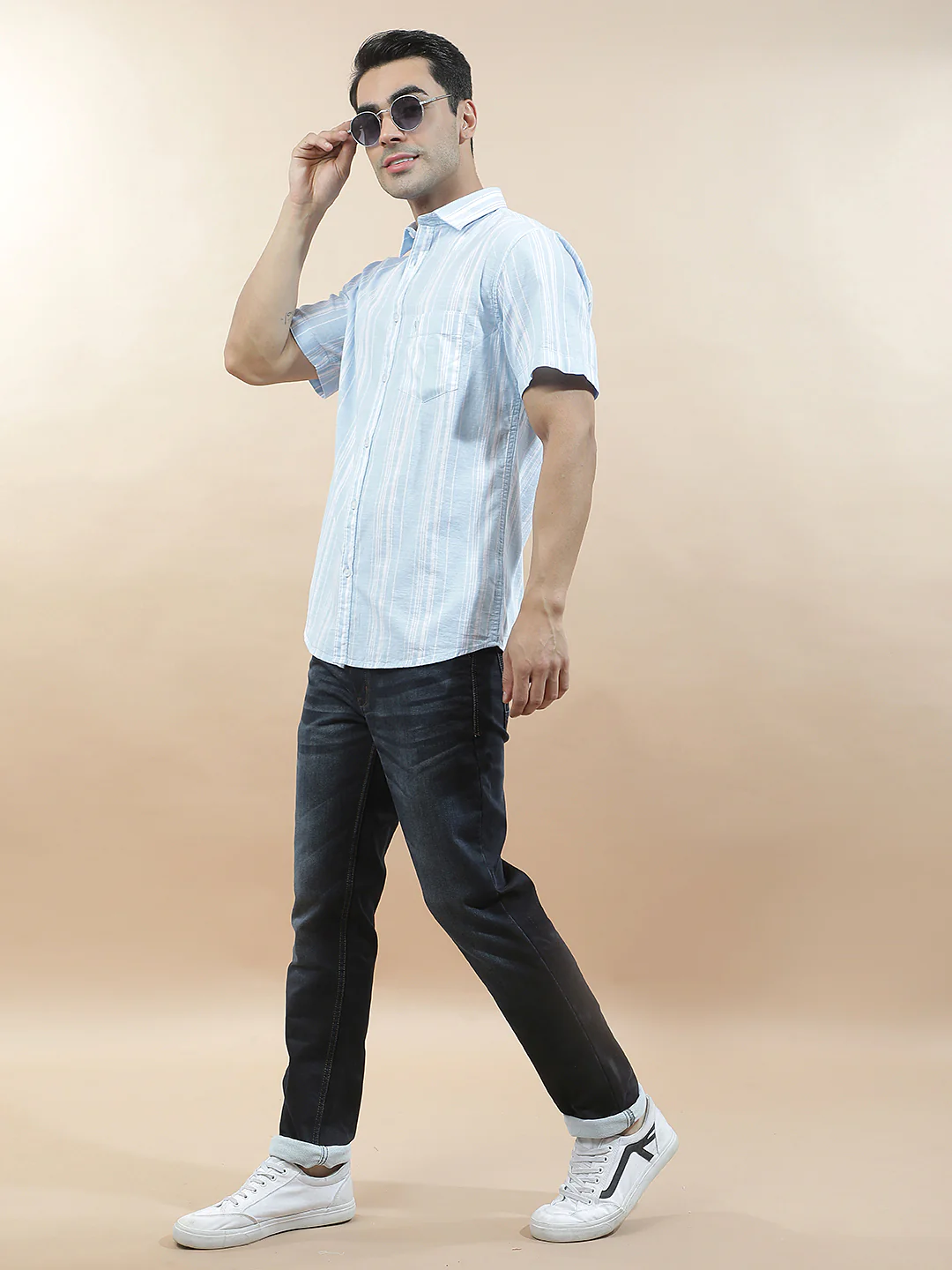 Casual Shirt for Men l Breathable & Soft with Color Fastness Slim Fit Cotton Fabric Striped Pattern - Image 2
