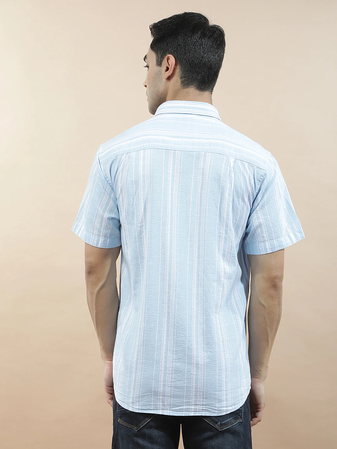 Casual Shirt for Men l Breathable & Soft with Color Fastness Slim Fit Cotton Fabric Striped Pattern - Image 4