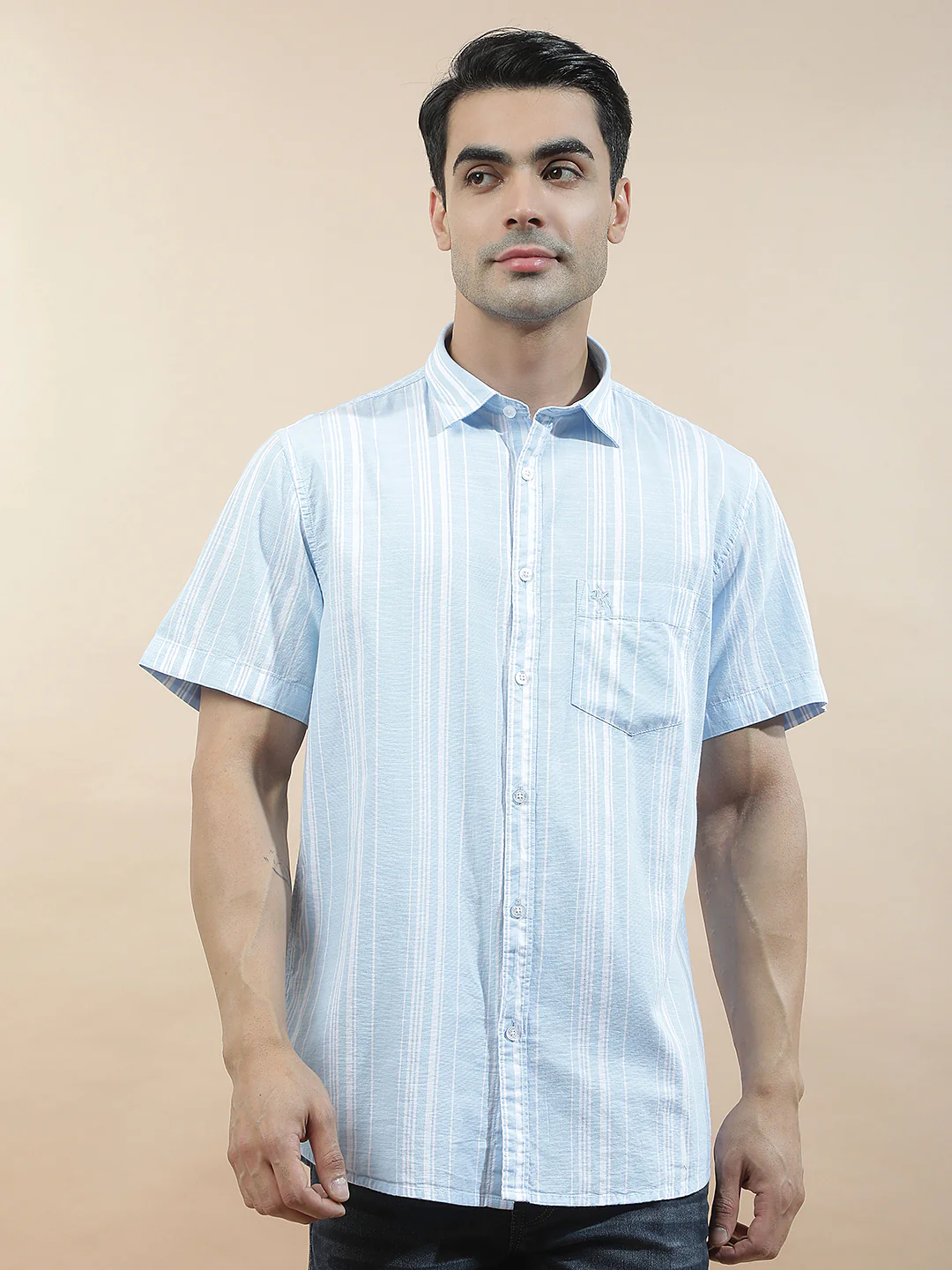 Casual Shirt for Men l Breathable & Soft with Color Fastness Slim Fit Cotton Fabric Striped Pattern - Image 5