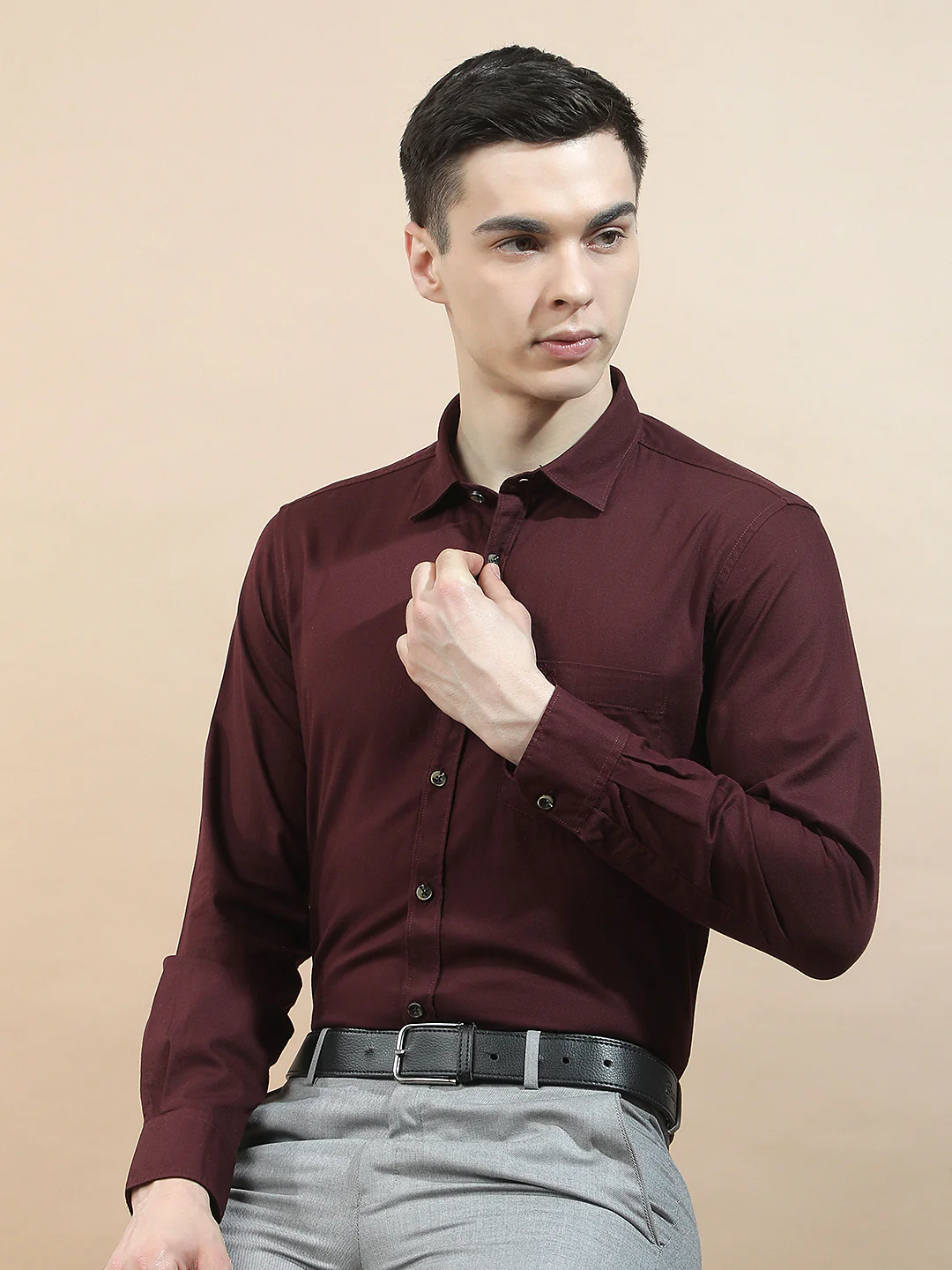 Casual Shirt for Men l Breathable & Soft with Color Fastness Slim Fit  Cotton Fabric Solid Pattern - Image 3
