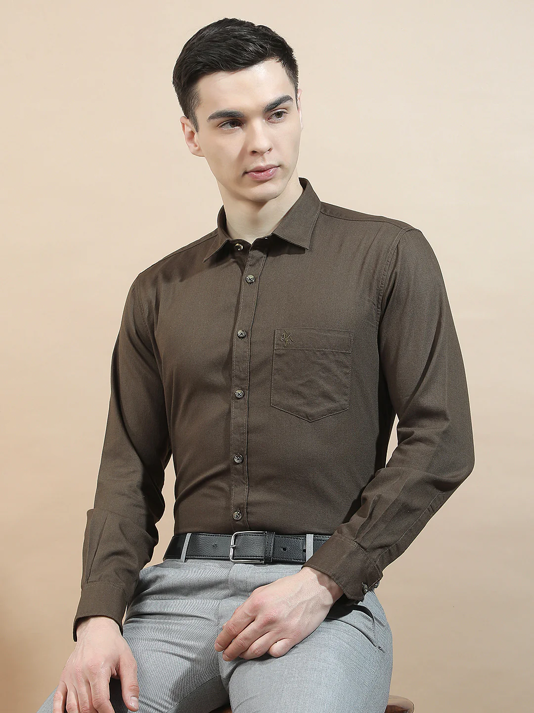 Casual Shirt for Men l Breathable & Soft with Color Fastness Slim Fit  Cotton Fabric Solid Pattern - Image 2