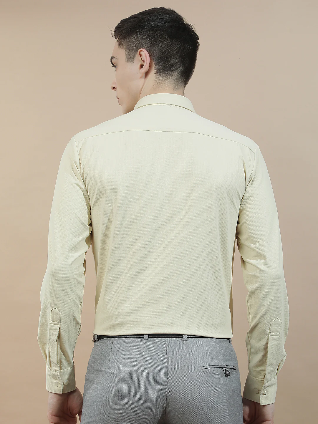 Casual Shirt for Men l Breathable & Soft with Color Fastness Slim Fit Polyester Stretch Fabric Self Design Pattern - Image 3
