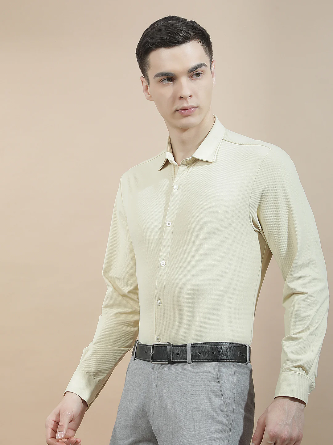 Casual Shirt for Men l Breathable & Soft with Color Fastness Slim Fit Polyester Stretch Fabric Self Design Pattern - Image 6
