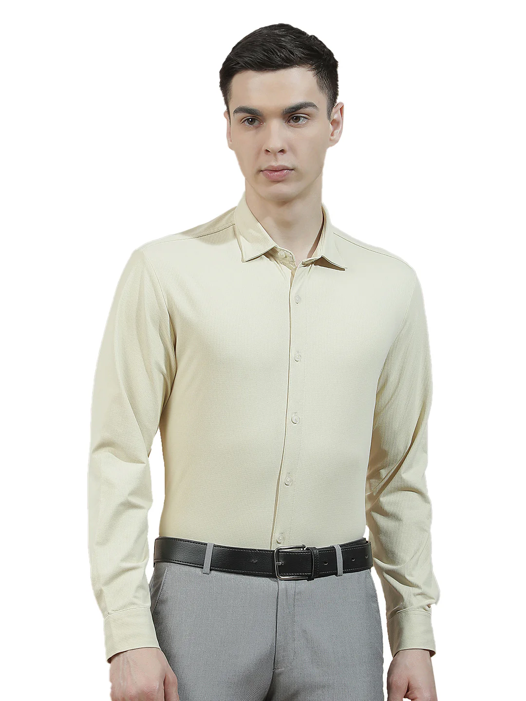 Casual Shirt for Men l Breathable & Soft with Color Fastness Slim Fit Polyester Stretch Fabric Self Design Pattern - Image 9