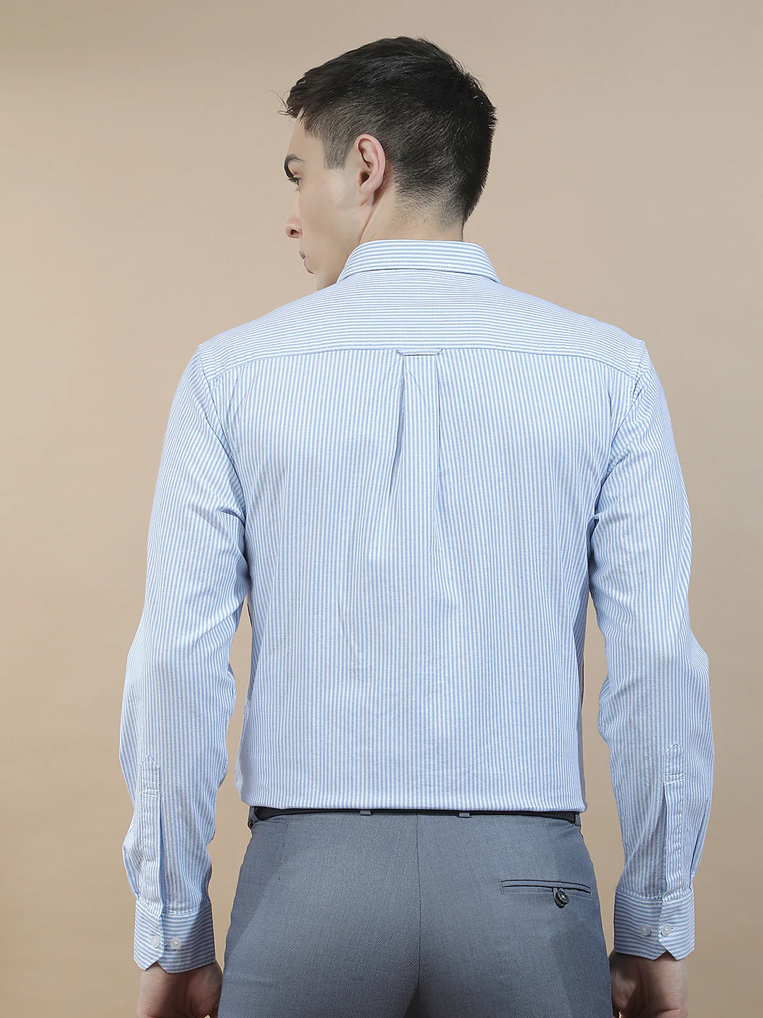Casual Shirt for Men l Breathable & Soft with Color Fastness Slim Fit  Cotton Fabric Striped Pattern - Image 3