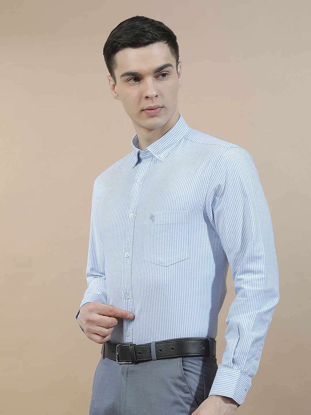 Casual Shirt for Men l Breathable & Soft with Color Fastness Slim Fit  Cotton Fabric Striped Pattern - Image 5