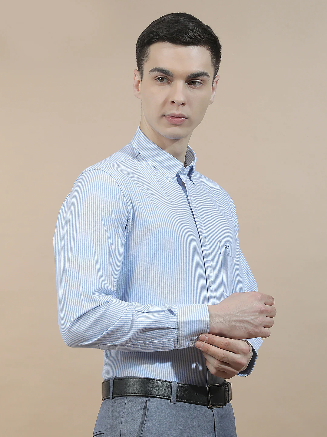 Casual Shirt for Men l Breathable & Soft with Color Fastness Slim Fit  Cotton Fabric Striped Pattern - Image 6