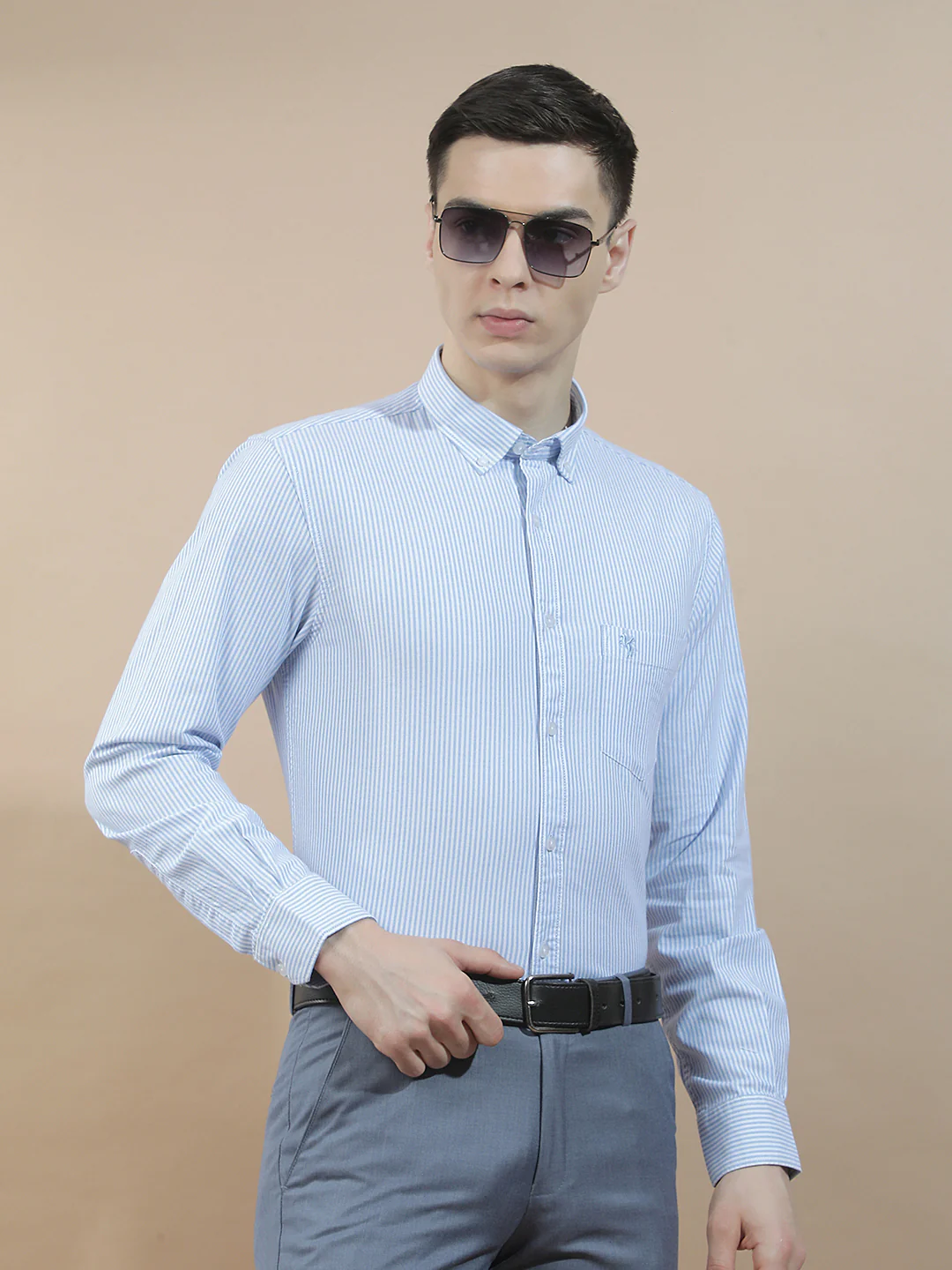 Casual Shirt for Men l Breathable & Soft with Color Fastness Slim Fit  Cotton Fabric Striped Pattern - Image 8
