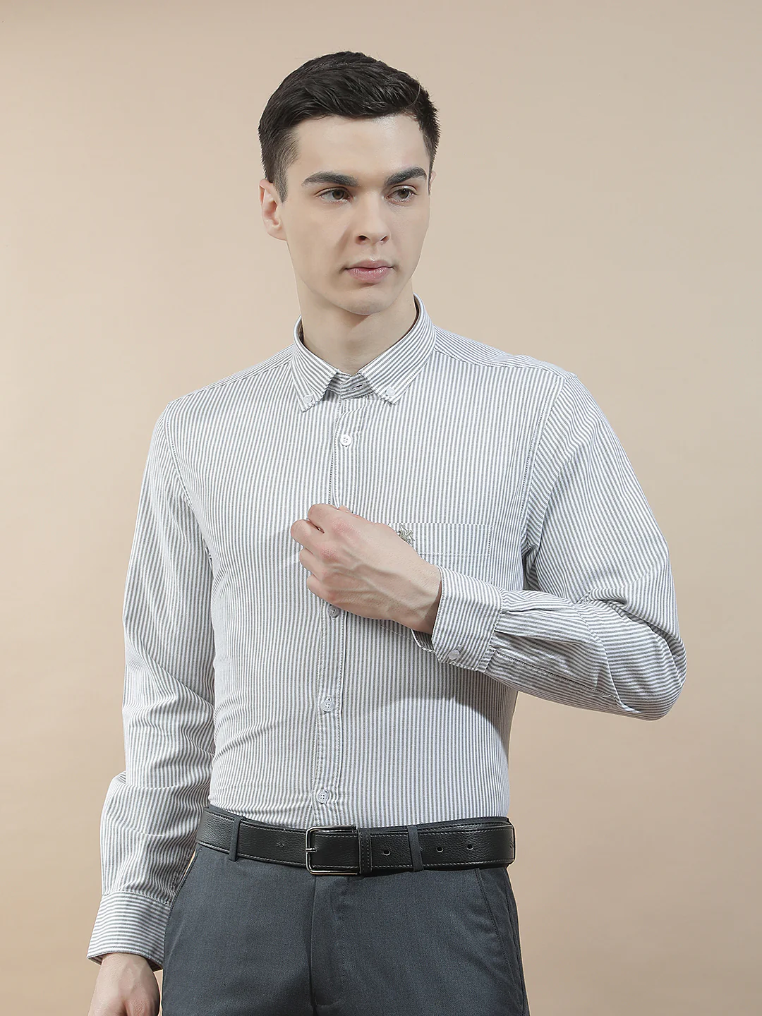 Casual Shirt for Men l Breathable & Soft with Color Fastness Slim Fit Cotton Fabric Striped Pattern - Image 3
