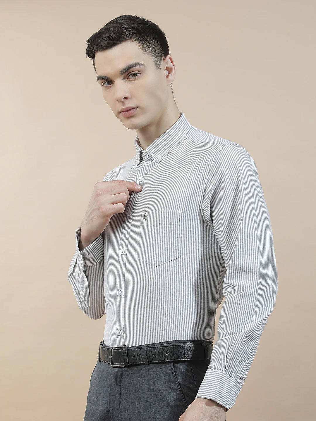 Casual Shirt for Men l Breathable & Soft with Color Fastness Slim Fit Cotton Fabric Striped Pattern - Image 4