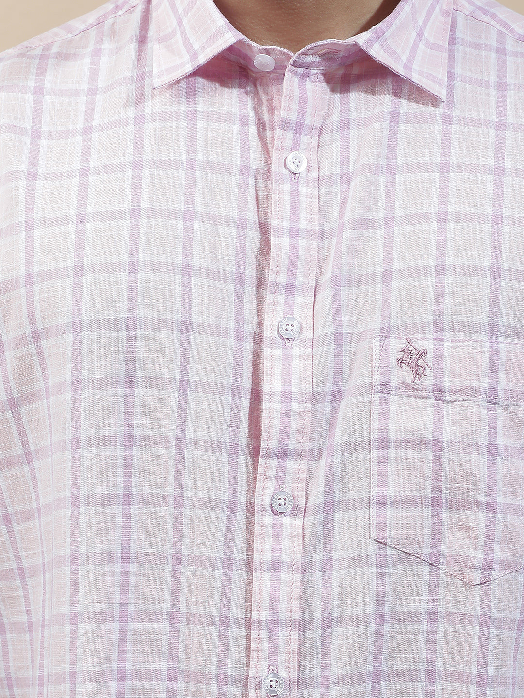 Casual Shirt for Men l Breathable & Soft with Color Fastness Slim Fit Cotton-Linen Fabric Checkered Pattern - Image 7