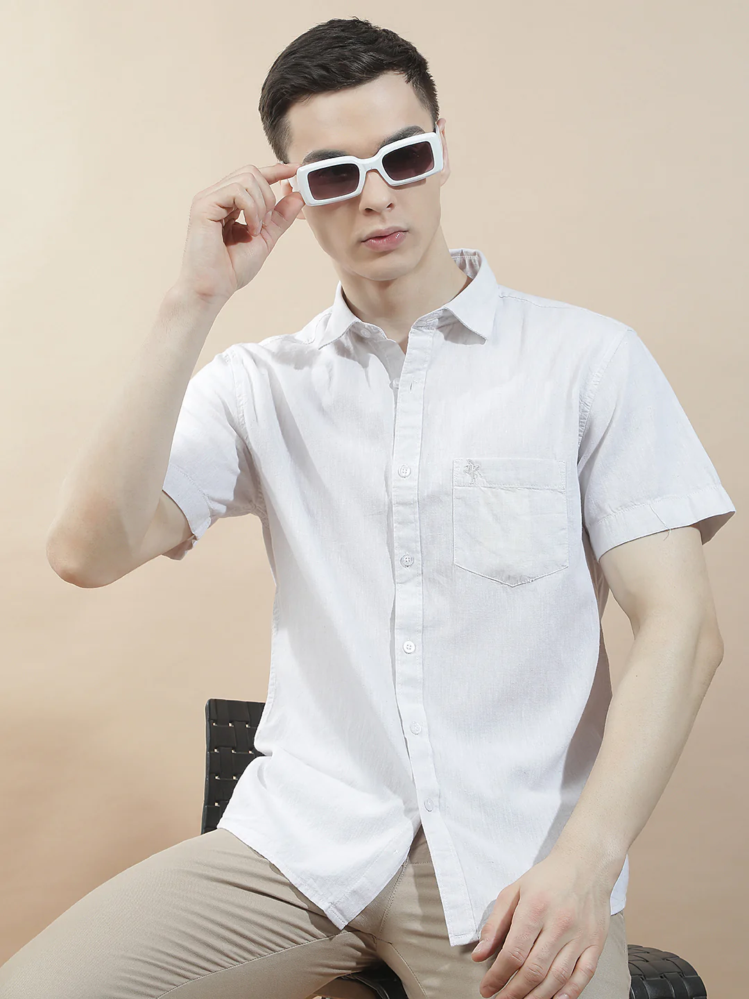 Casual Shirt for Men l Breathable & Soft with Color Fastness Slim Fit Cotton-Linen Fabric Solid Pattern - Image 2