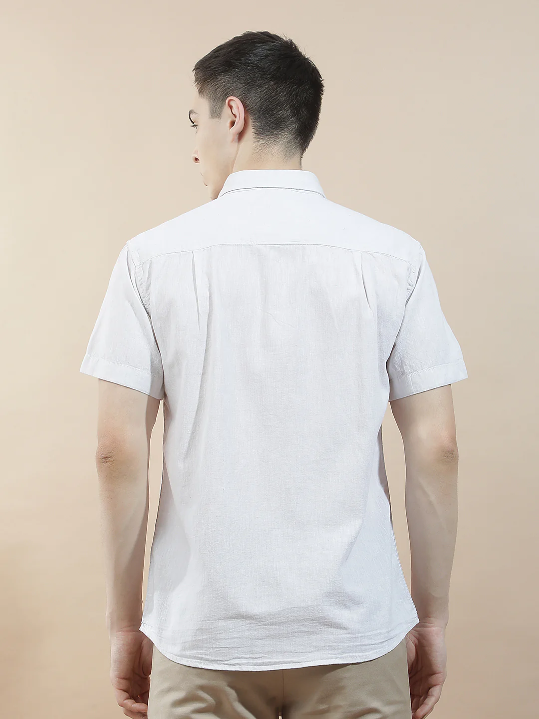 Casual Shirt for Men l Breathable & Soft with Color Fastness Slim Fit Cotton-Linen Fabric Solid Pattern - Image 3