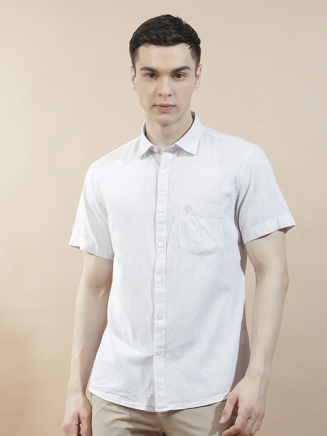 Casual Shirt for Men l Breathable & Soft with Color Fastness Slim Fit Cotton-Linen Fabric Solid Pattern - Image 4