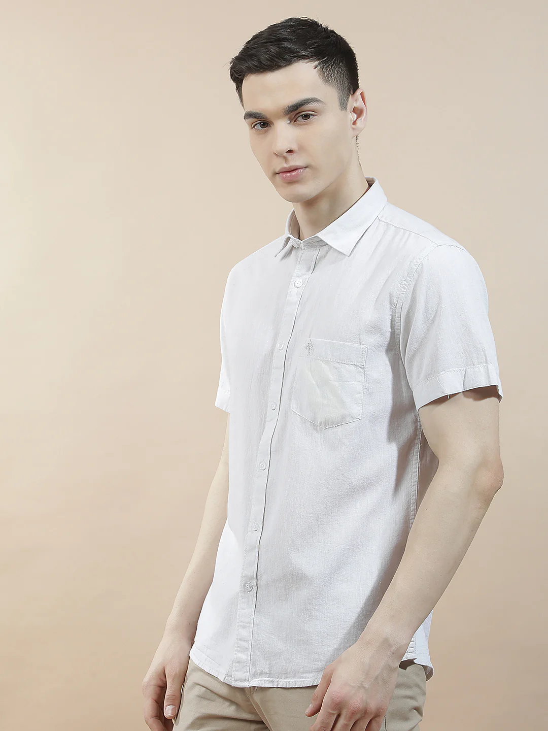 Casual Shirt for Men l Breathable & Soft with Color Fastness Slim Fit Cotton-Linen Fabric Solid Pattern - Image 5