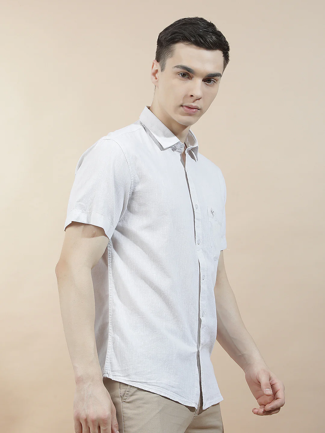 Casual Shirt for Men l Breathable & Soft with Color Fastness Slim Fit Cotton-Linen Fabric Solid Pattern - Image 6
