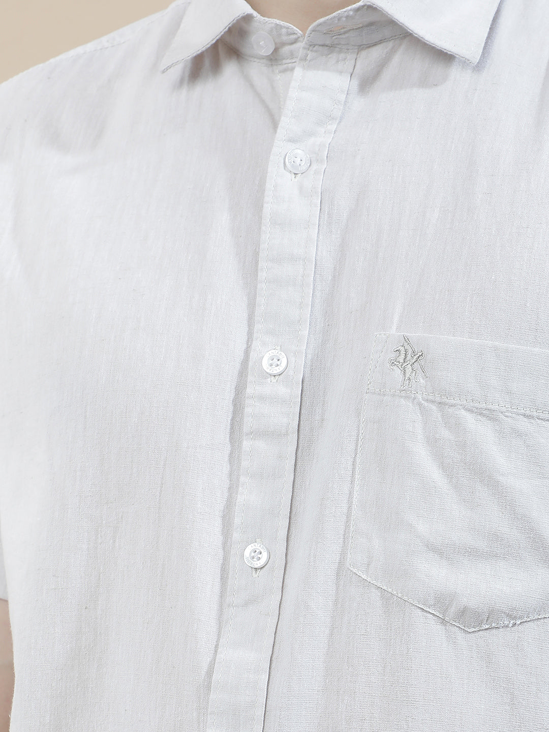 Casual Shirt for Men l Breathable & Soft with Color Fastness Slim Fit Cotton-Linen Fabric Solid Pattern - Image 7