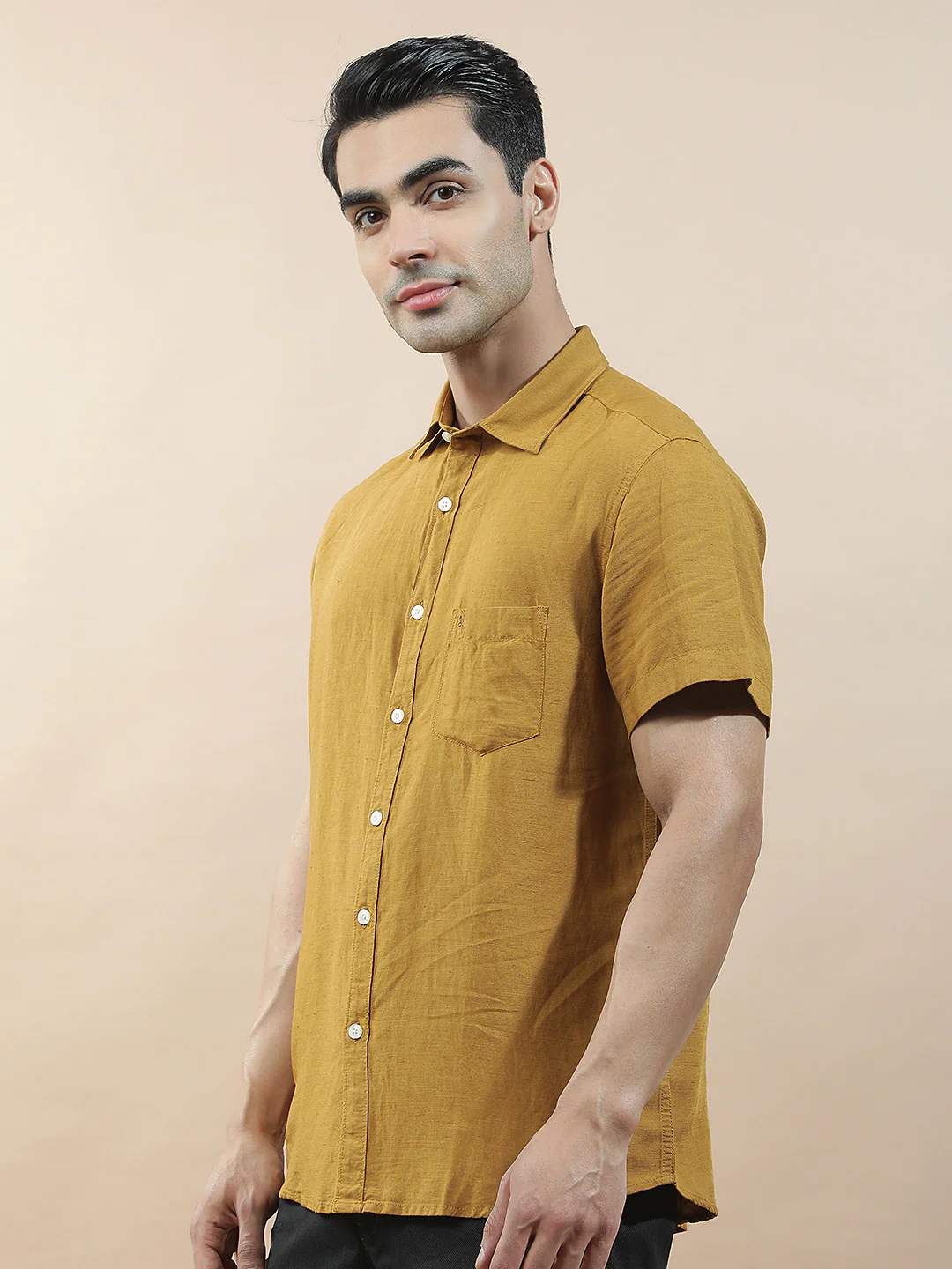 Casual Shirt for Men l Breathable & Soft with Color Fastness Slim Fit Cotton-Linen Fabric Checkered Pattern - Image 4