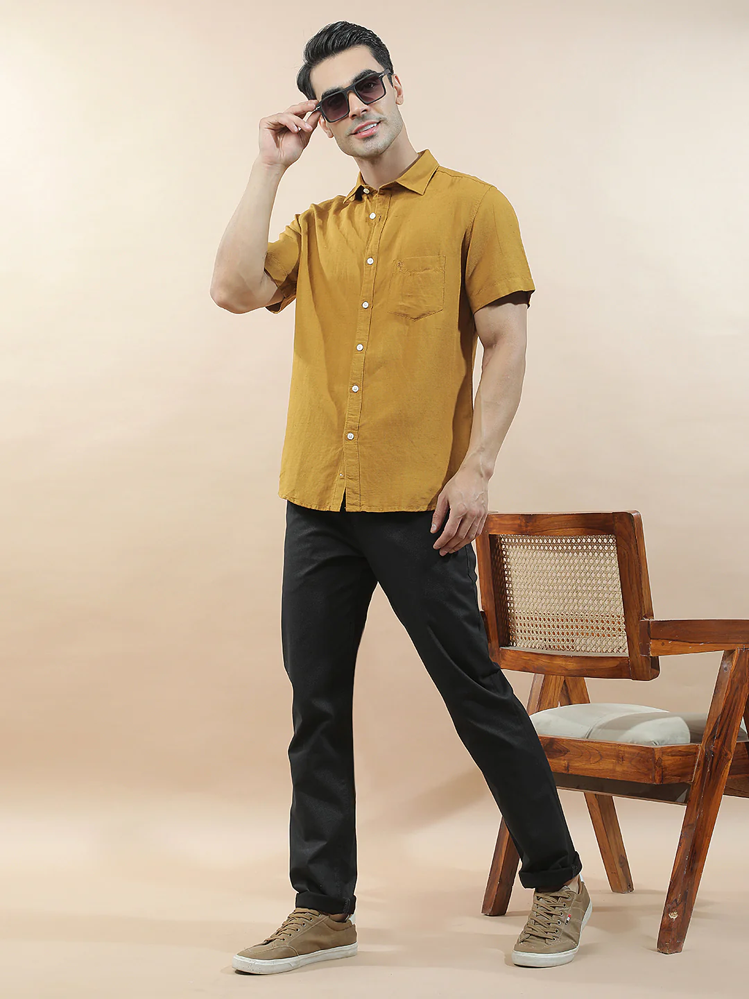 Casual Shirt for Men l Breathable & Soft with Color Fastness Slim Fit Cotton-Linen Fabric Checkered Pattern - Image 9