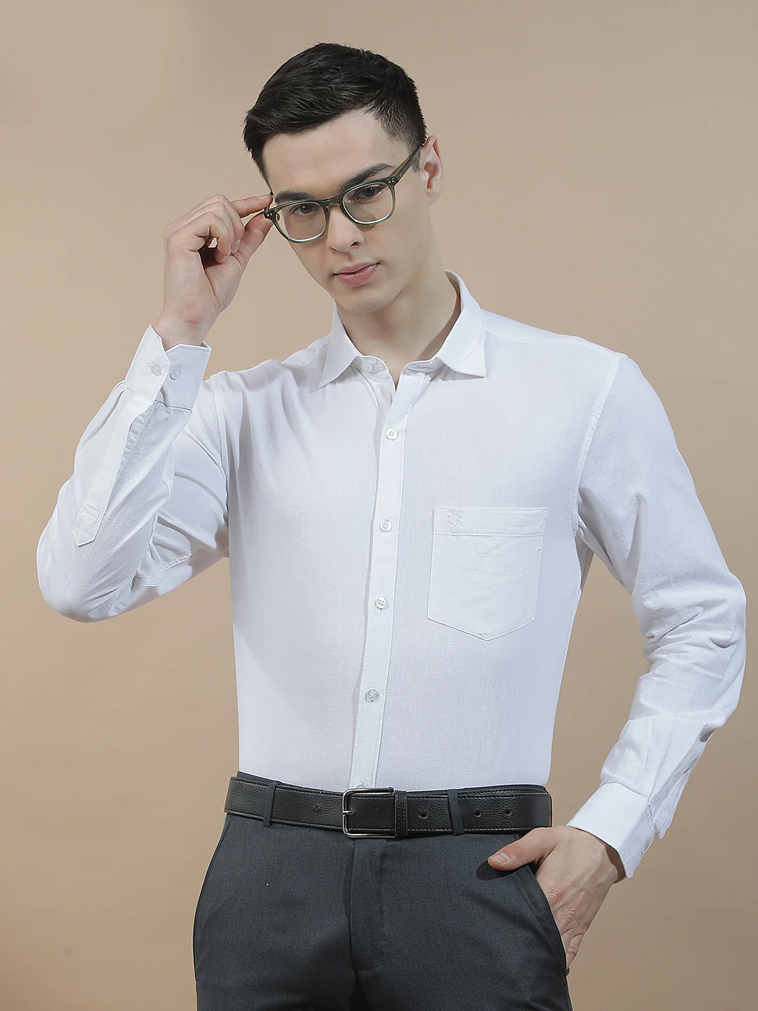 Casual Shirt for Men l Breathable & Soft with Color Fastness Slim Fit Cotton-Linen Fabric Solid Pattern - Image 2