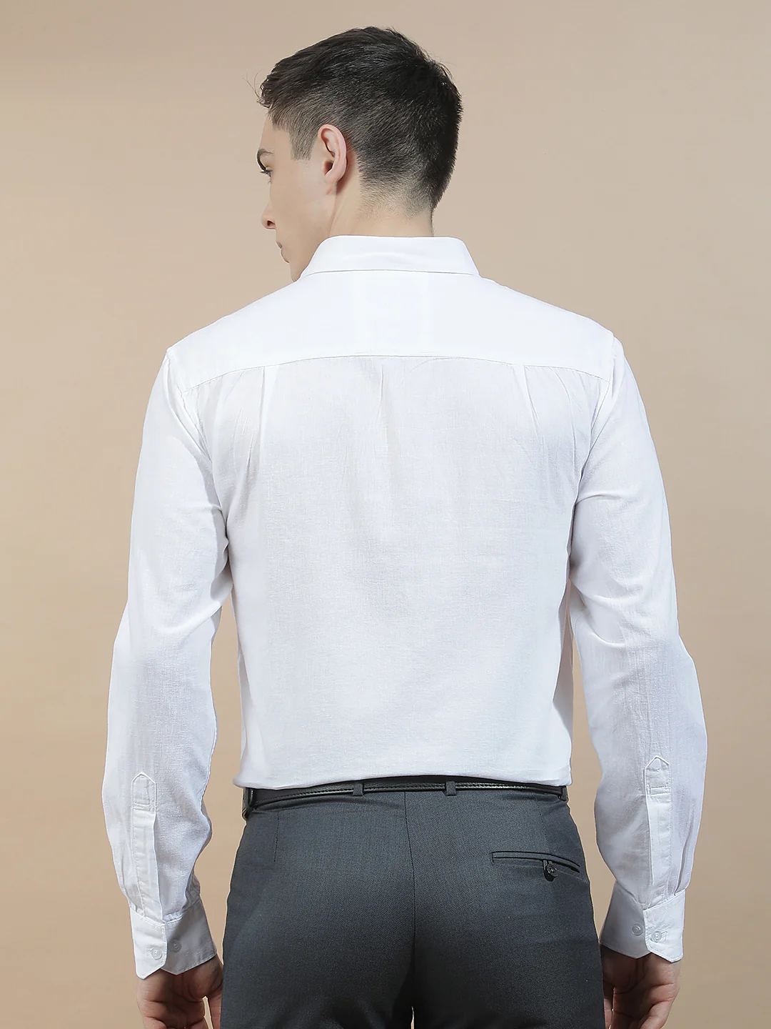 Casual Shirt for Men l Breathable & Soft with Color Fastness Slim Fit Cotton-Linen Fabric Solid Pattern - Image 3