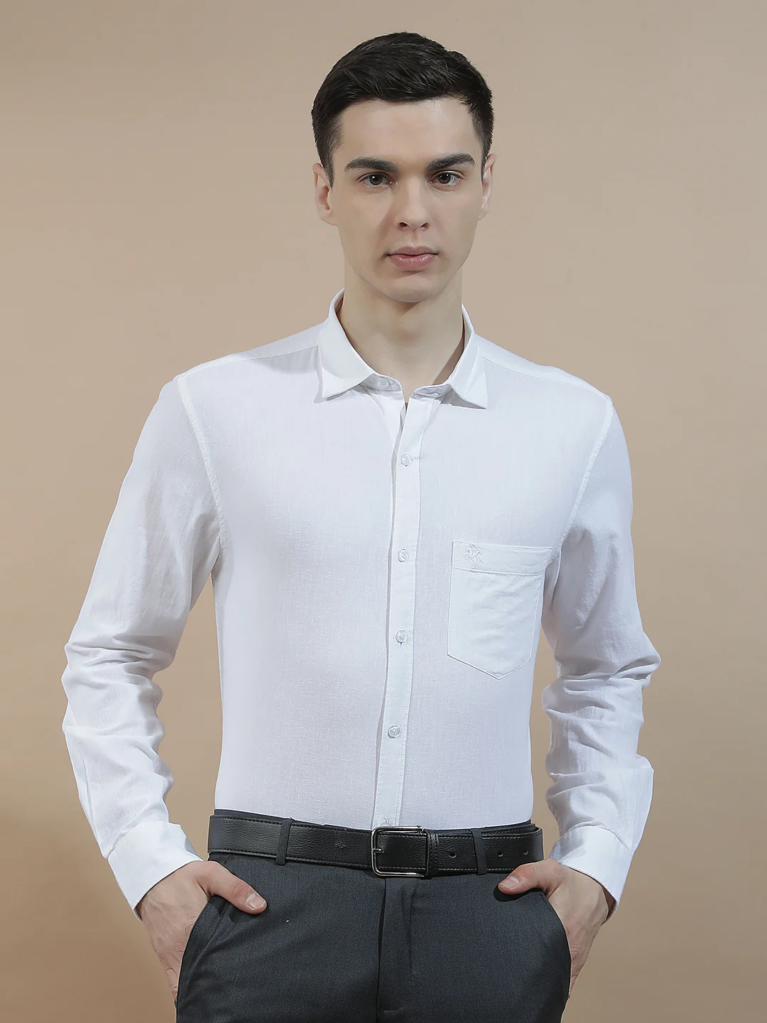 Casual Shirt for Men l Breathable & Soft with Color Fastness Slim Fit Cotton-Linen Fabric Solid Pattern - Image 4