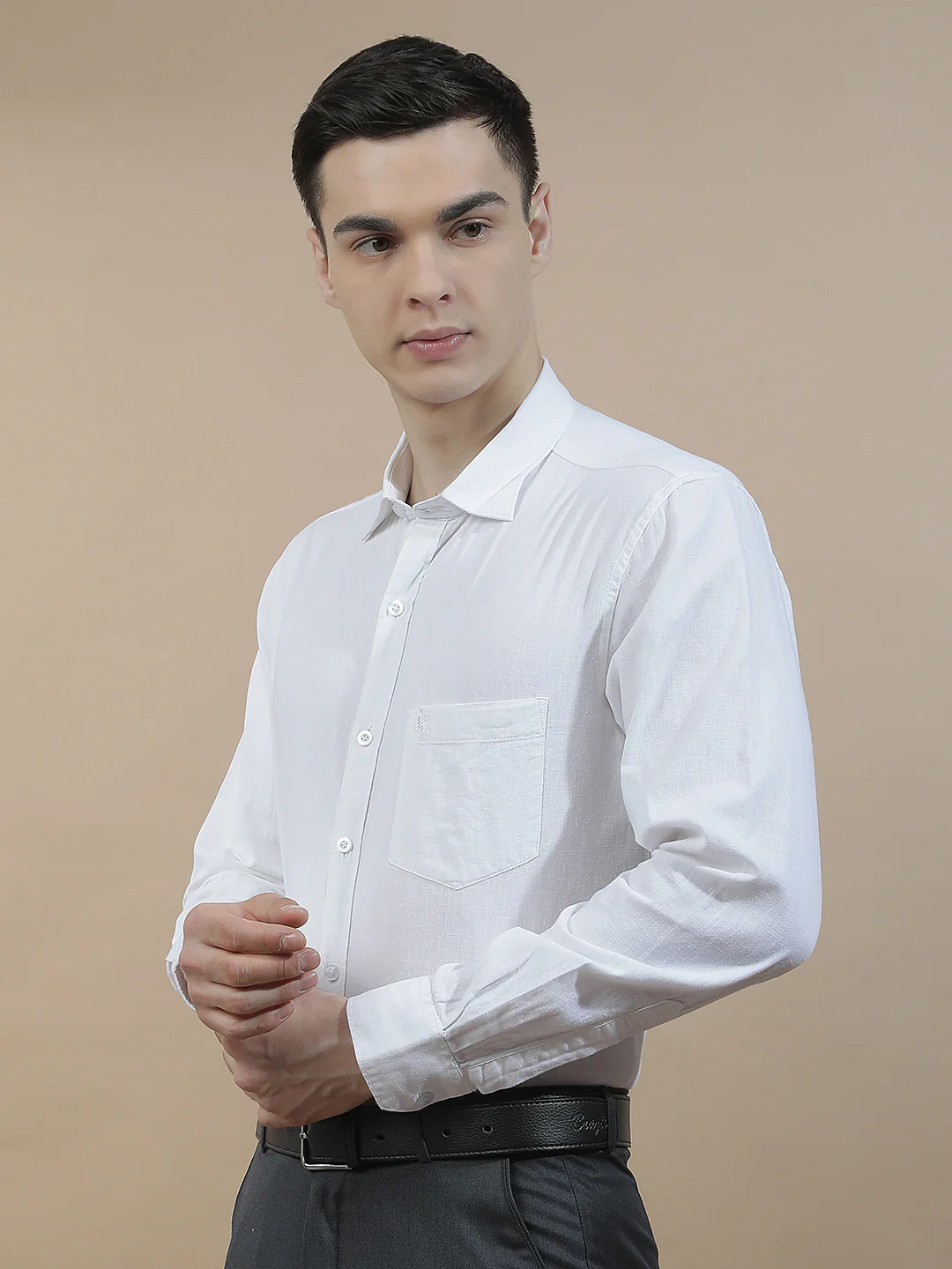 Casual Shirt for Men l Breathable & Soft with Color Fastness Slim Fit Cotton-Linen Fabric Solid Pattern - Image 5