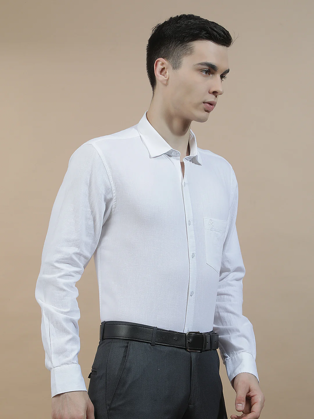 Casual Shirt for Men l Breathable & Soft with Color Fastness Slim Fit Cotton-Linen Fabric Solid Pattern - Image 6