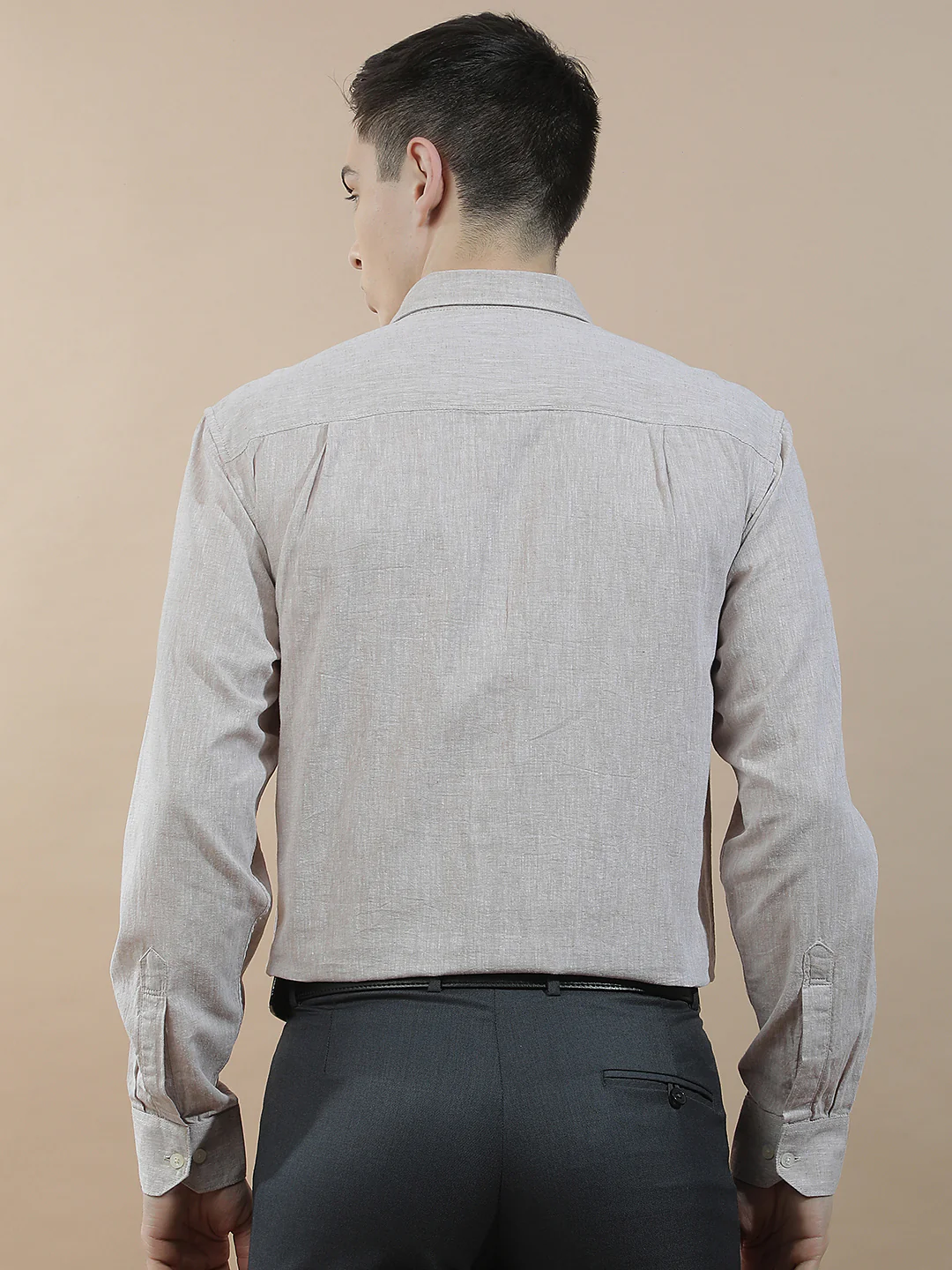 Casual Shirt for Men l Breathable & Soft with Color Fastness Slim Fit Cotton-Linen Fabric Solid Pattern - Image 3