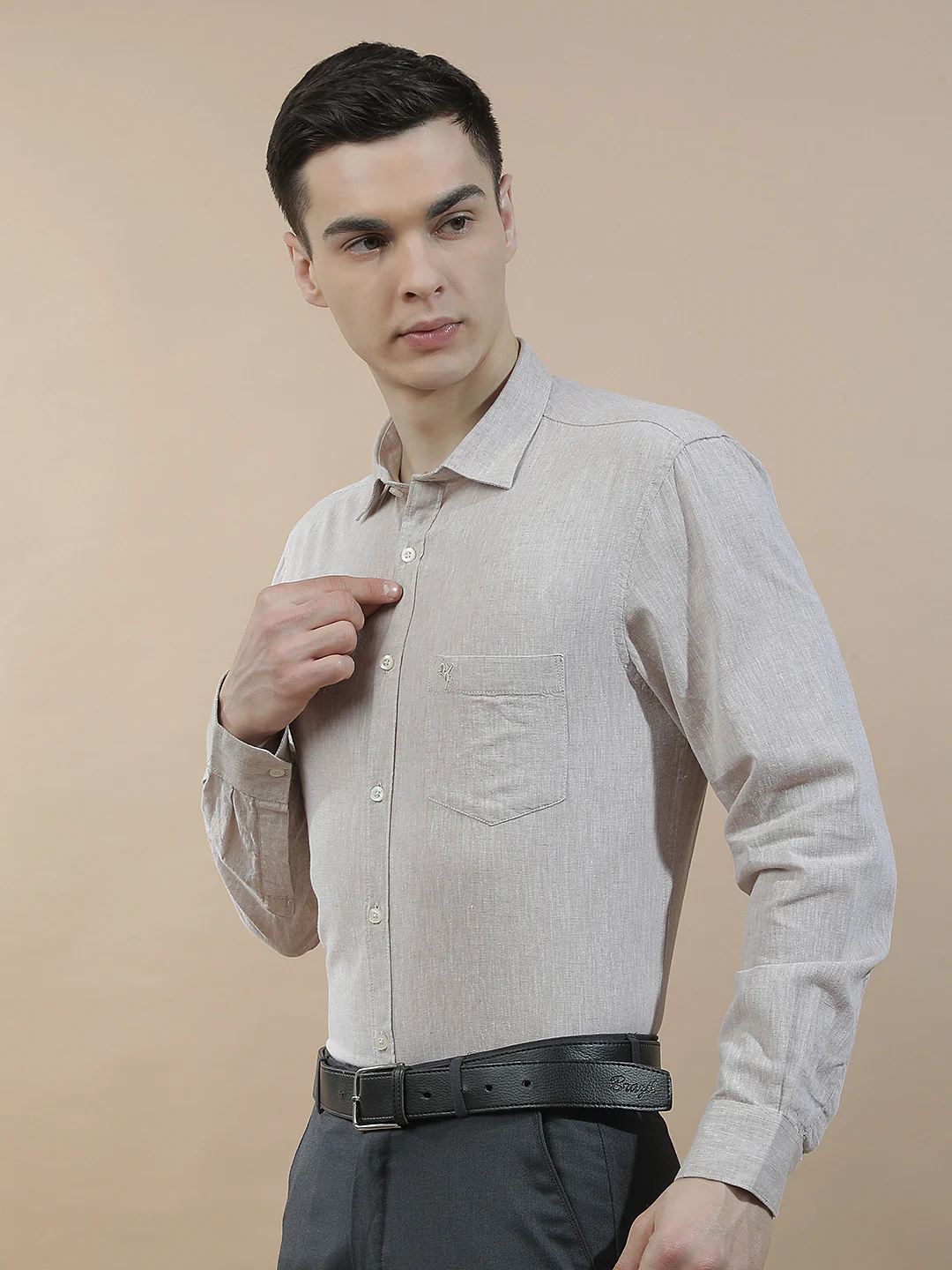 Casual Shirt for Men l Breathable & Soft with Color Fastness Slim Fit Cotton-Linen Fabric Solid Pattern - Image 5