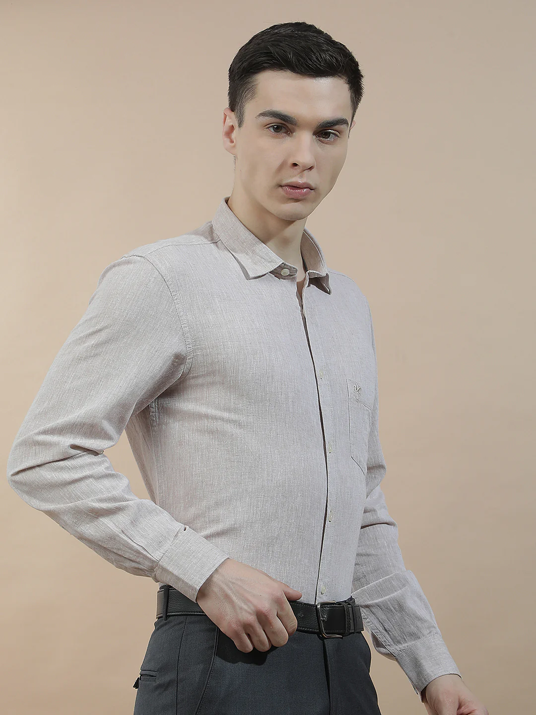 Casual Shirt for Men l Breathable & Soft with Color Fastness Slim Fit Cotton-Linen Fabric Solid Pattern - Image 6