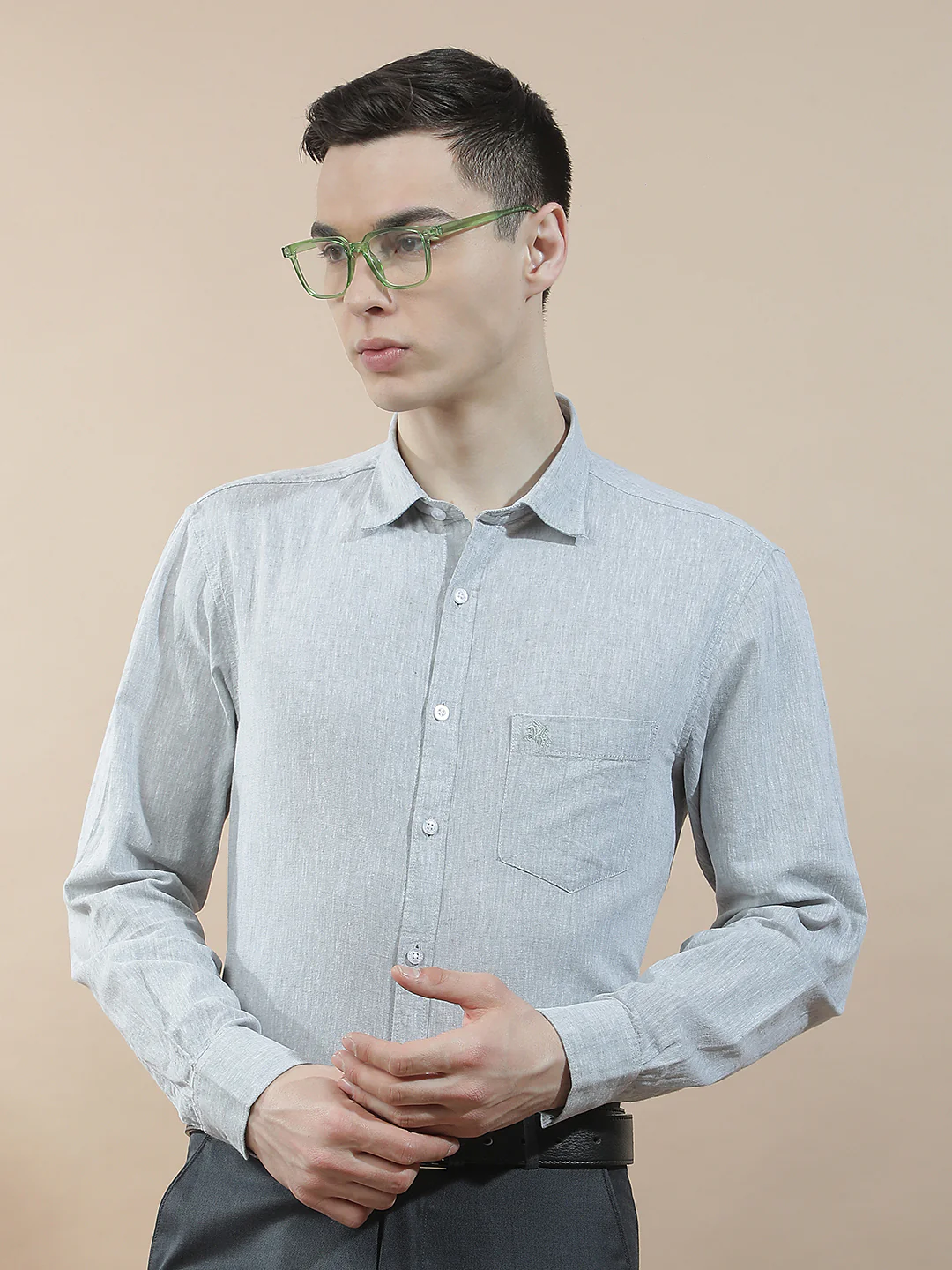 Casual Shirt for Men l Breathable & Soft with Color Fastness Slim Fit Cotton-Linen Fabric Solid Pattern - Image 2