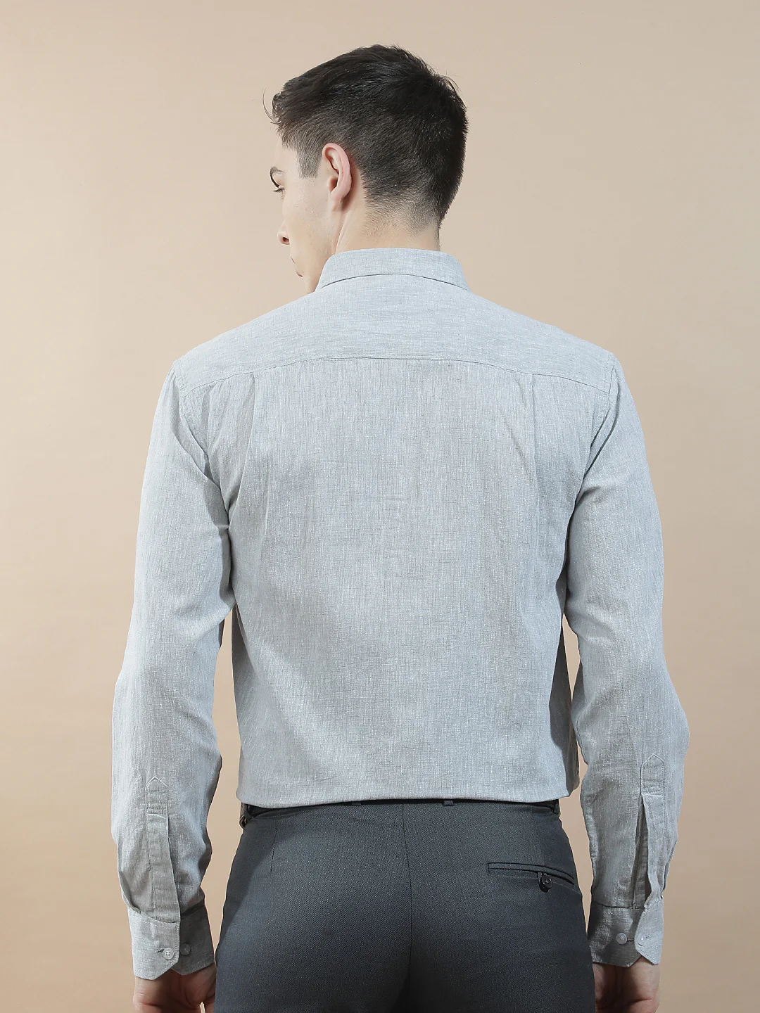 Casual Shirt for Men l Breathable & Soft with Color Fastness Slim Fit Cotton-Linen Fabric Solid Pattern - Image 3